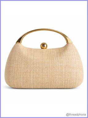 Straw Clutch Handbag with Chain Woven Shoulder Bag for Women Summer Beach